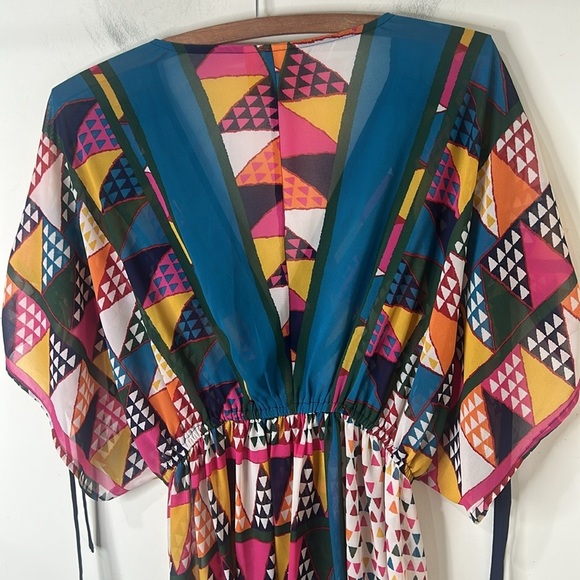 ANTHROPOLOGIE MAEVE Geometric Multicolor Print Dress Swim Cover-Up Size 4 - Picture 10 of 16